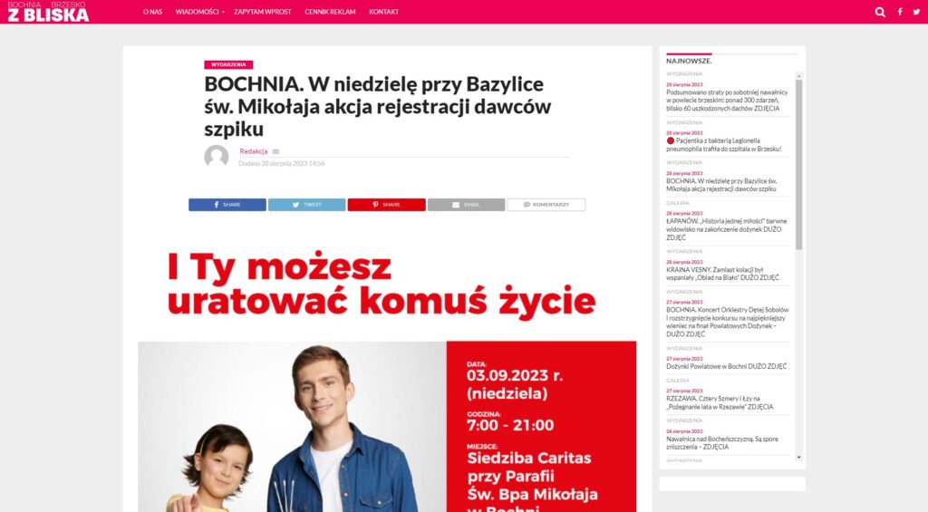Dksm Rejestracja Dawców Szpiku W Bochni